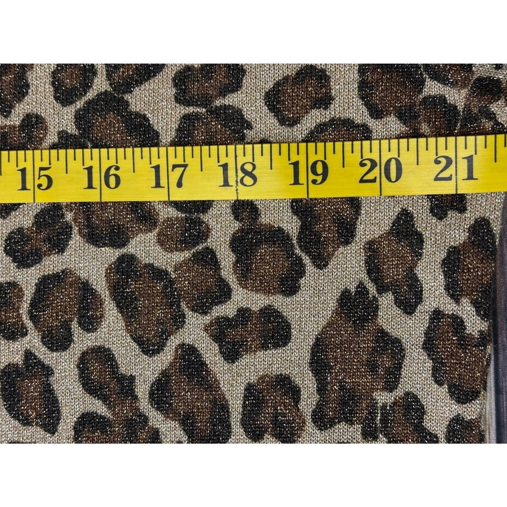 Working Classics Leopard Print Metallic Knit Top Women Size 14/16 Short Sleeve - Picture 7 of 9